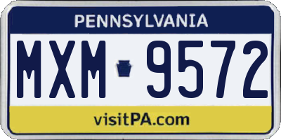 PA license plate MXM9572