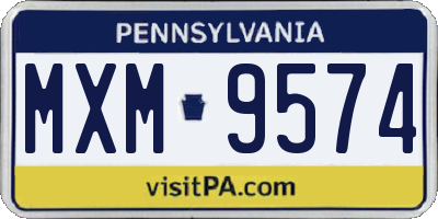 PA license plate MXM9574