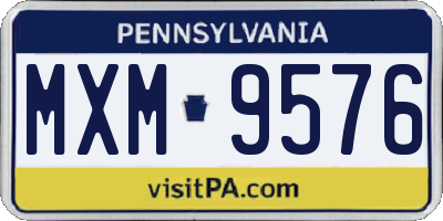 PA license plate MXM9576