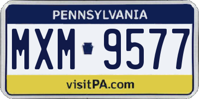 PA license plate MXM9577