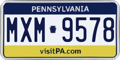 PA license plate MXM9578