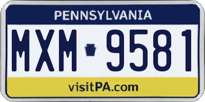 PA license plate MXM9581