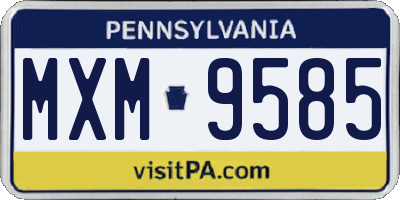 PA license plate MXM9585