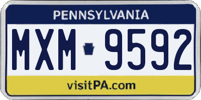PA license plate MXM9592