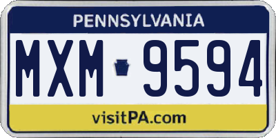 PA license plate MXM9594