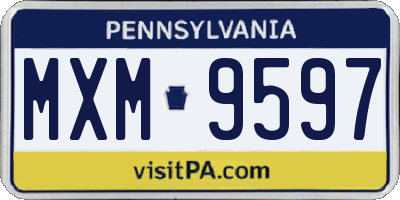 PA license plate MXM9597