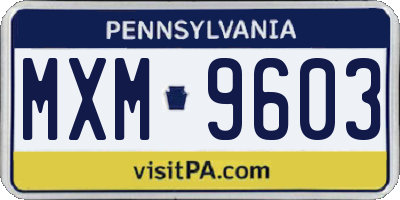 PA license plate MXM9603