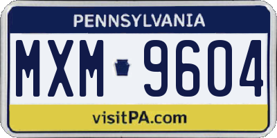 PA license plate MXM9604