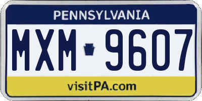 PA license plate MXM9607