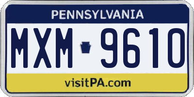 PA license plate MXM9610