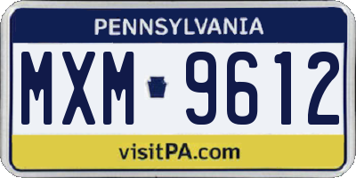 PA license plate MXM9612