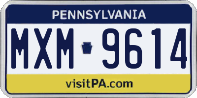 PA license plate MXM9614