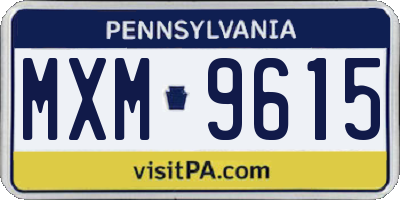 PA license plate MXM9615