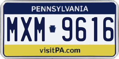 PA license plate MXM9616