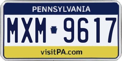 PA license plate MXM9617