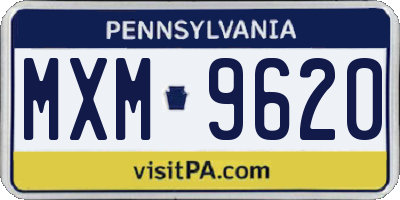 PA license plate MXM9620