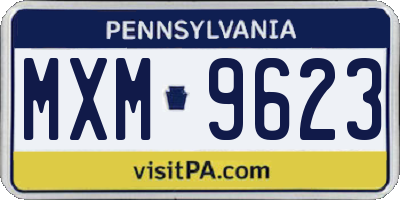 PA license plate MXM9623