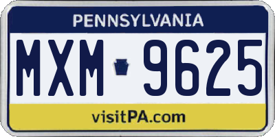 PA license plate MXM9625