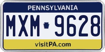 PA license plate MXM9628