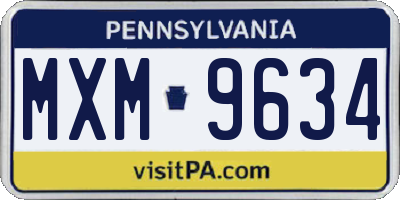 PA license plate MXM9634