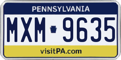 PA license plate MXM9635