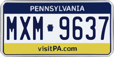 PA license plate MXM9637