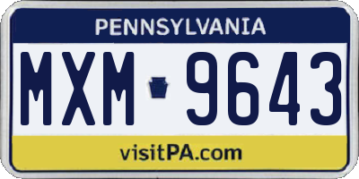 PA license plate MXM9643