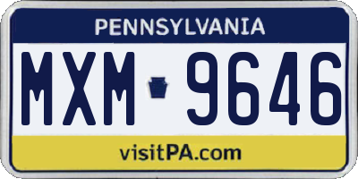 PA license plate MXM9646