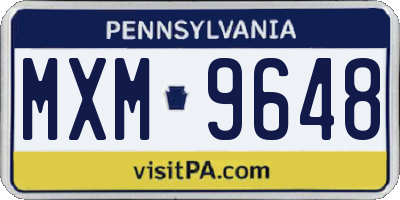 PA license plate MXM9648