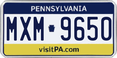 PA license plate MXM9650