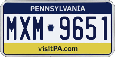 PA license plate MXM9651