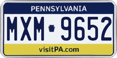 PA license plate MXM9652