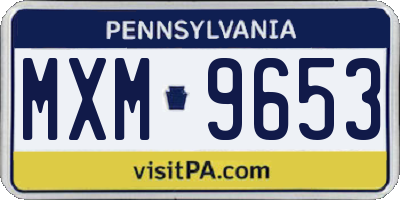 PA license plate MXM9653