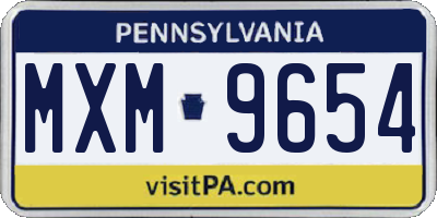 PA license plate MXM9654