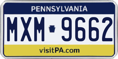 PA license plate MXM9662