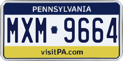 PA license plate MXM9664
