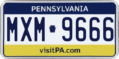 PA license plate MXM9666