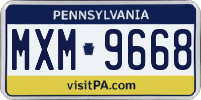 PA license plate MXM9668