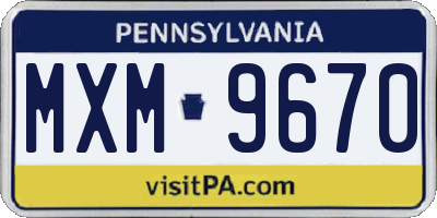 PA license plate MXM9670