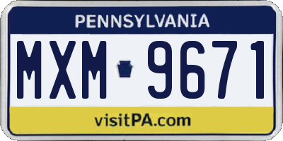 PA license plate MXM9671