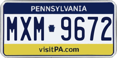 PA license plate MXM9672