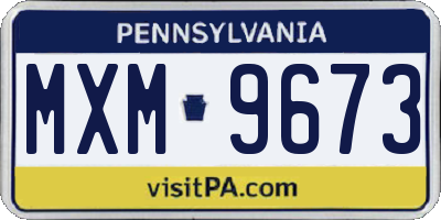 PA license plate MXM9673