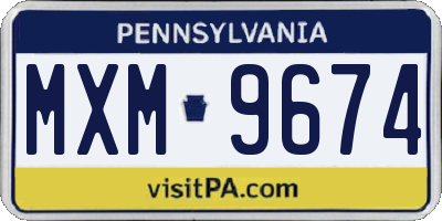 PA license plate MXM9674