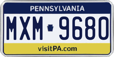 PA license plate MXM9680
