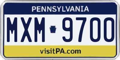 PA license plate MXM9700