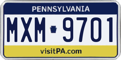 PA license plate MXM9701