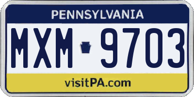 PA license plate MXM9703