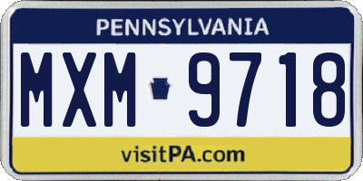 PA license plate MXM9718
