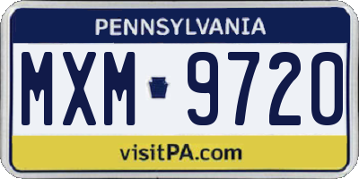 PA license plate MXM9720