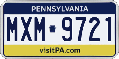 PA license plate MXM9721